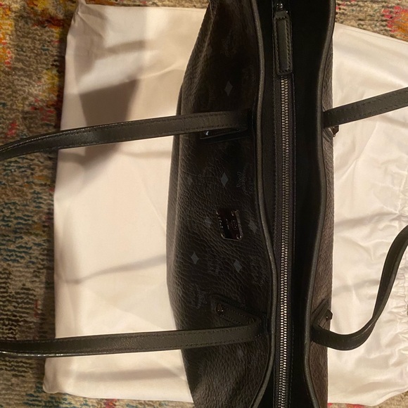 MCM Dark Leather Tote with Subtle Pattern - Picture 5 of 6